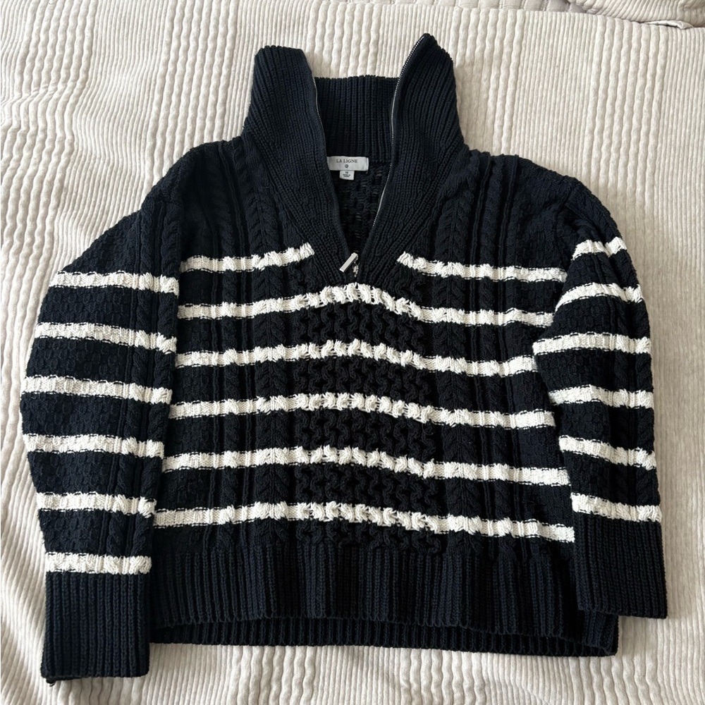 Target La Linge Pull Over Striped Quarter‎ Zip Cable Knit Sweater Women’s 1X